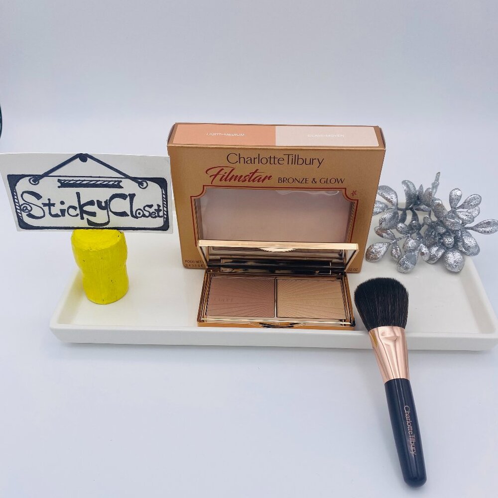 Charlotte Tilbury Beauty Set-Brush & Filmstar Bronze Glow Palette-2pc-BOXED-NEW